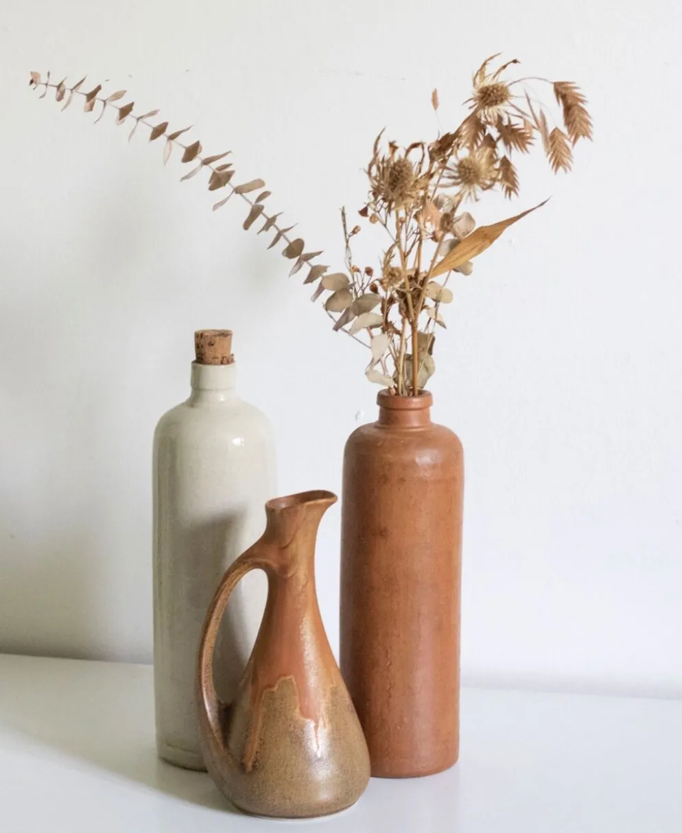 Bouteille en grès marron vintage