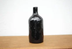 Bouteille en terre cuite vernissée bleu cobalt vintage, bouteille décorative