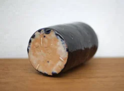 Bouteille en terre cuite vernissée bleu cobalt vintage, bouteille décorative