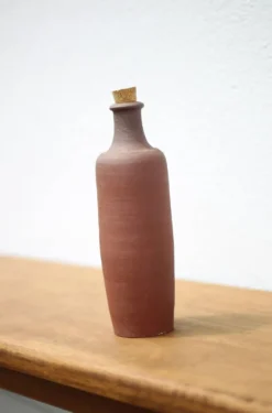 Bouteille en terre cuite vintage, bouteille décorative, poterie