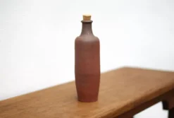 Bouteille en terre cuite vintage, bouteille décorative, poterie