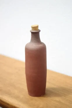 Bouteille en terre cuite vintage, bouteille décorative, poterie