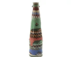Bouteille en verre avec du sable coloré, Amérique du Sud années 70