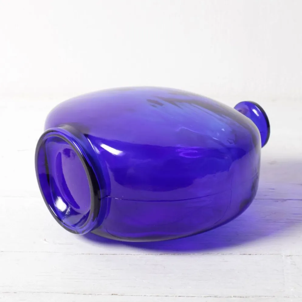 Bouteille en verre du milieu du siècle avec bouchon en pièce / Ruda Glasbruk / Suède / années 1970