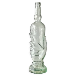 Bouteille en verre Legras "main transparente" vers 1920, carafe ancienne