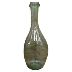 Bouteille en verre soufflé bullé vert Biot