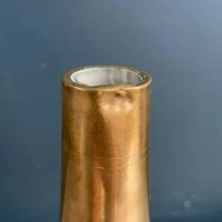 Bouteille flacon en verre ciselé et cuivre