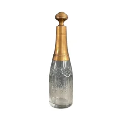 Bouteille flacon en verre ciselé et cuivre