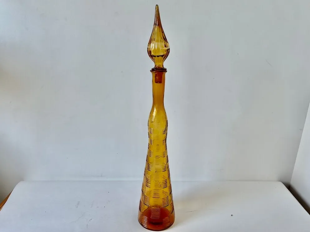 Bouteille Genie empoli Murano Italie Vintage ambre 1950
