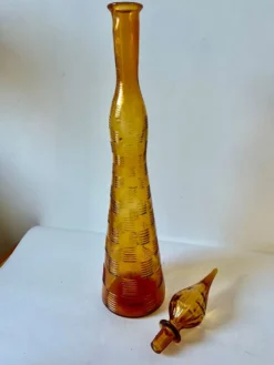 Bouteille Genie empoli Murano Italie Vintage ambre 1950