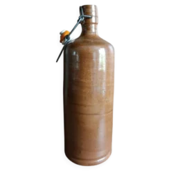 Bouteille grès marron brut et épuré vintage
