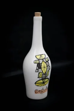Bouteille à liqueur "cognac" faïence émaillée de Roger Capron Vallauris