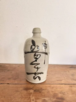 Bouteille Sake Bimbo Tokkuri Gres Japon Calligraphie Bouteille De Tokku Edo