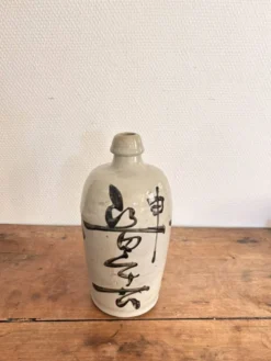 Bouteille Sake Bimbo Tokkuri Gres Japon Calligraphie Bouteille De Tokku Edo