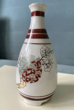 Bouteille à saké japonaise vintage en porcelaine – Kutani – H15 cm