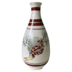 Bouteille à saké japonaise vintage en porcelaine – Kutani – H15 cm