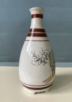 Bouteille à saké japonaise vintage en porcelaine – Kutani – H15 cm