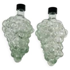 2 bouteilles carafes grappes de raisin en verre - Empoli - Vintage