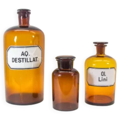 Bouteilles d'apothicaire vintage | ensemble de 3 | Bouteilles XL | millésime des années 30