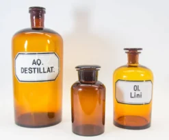 Bouteilles d'apothicaire vintage | ensemble de 3 | Bouteilles XL | millésime des années 30