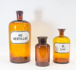 Bouteilles d'apothicaire vintage | ensemble de 3 | Bouteilles XL | millésime des années 30
