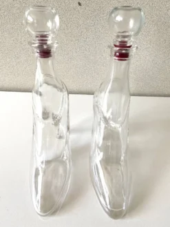 2 bouteilles flacons verre vintage modèle déposé kefla france talons hauts