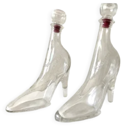 2 bouteilles flacons verre vintage modèle déposé kefla france talons hauts