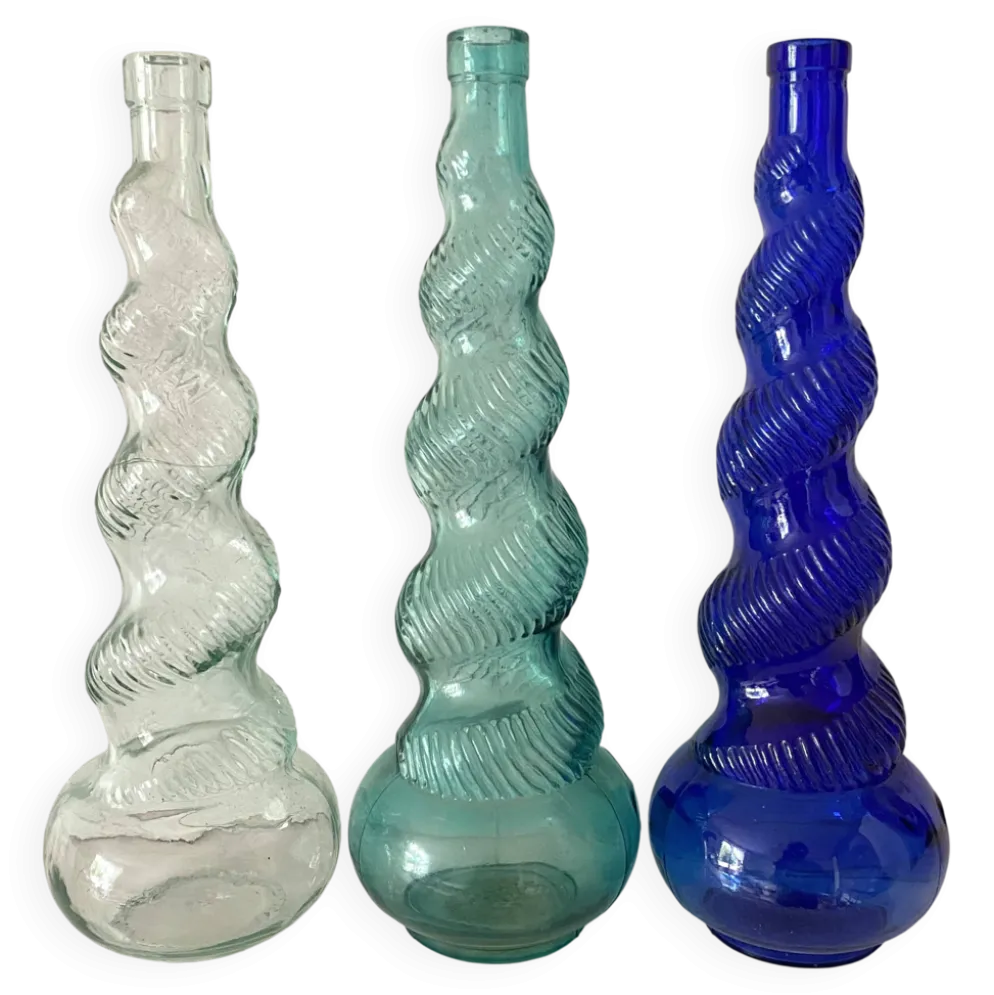 Bouteilles italiennes Empoli torsadées vintage