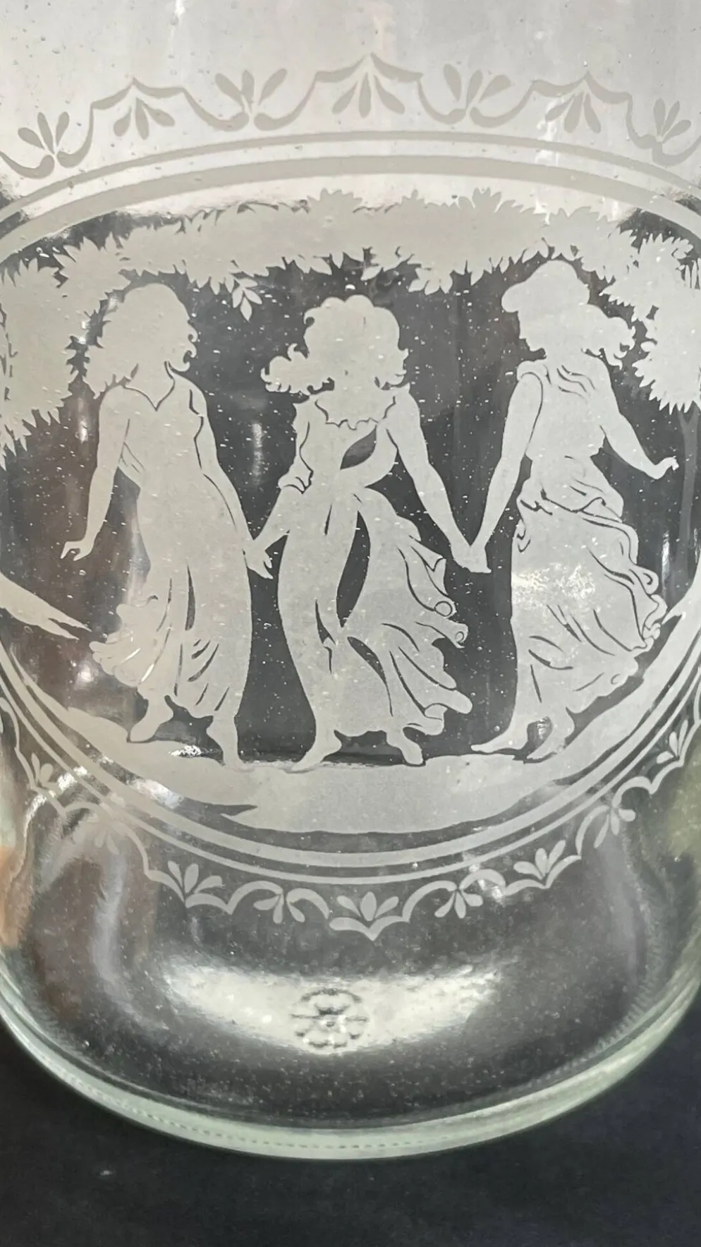 BOUTEILLES Verre Gravé et Bois VINTAGE