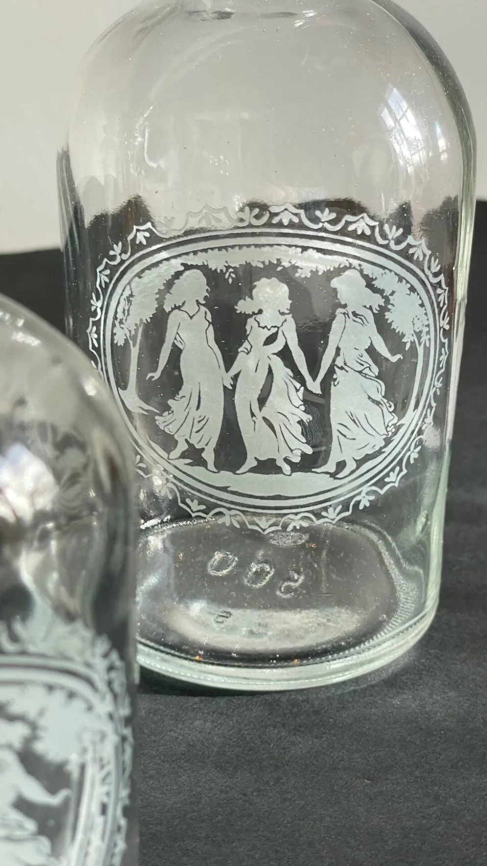 BOUTEILLES Verre Gravé et Bois VINTAGE