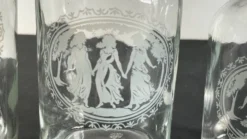 BOUTEILLES Verre Gravé et Bois VINTAGE