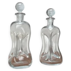 Bouteilles Vintage Danoises Kluk Kluk en Verre de Holmegaard, années 1970, Ensemble de 2