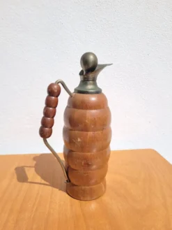 Bouteille thermos vintage en bois tourné signée T. Ergök