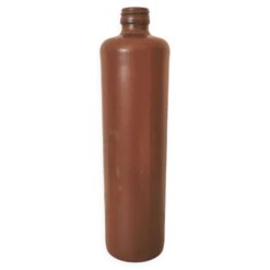 bouteille , vase , soliflore en grès vernissé marron