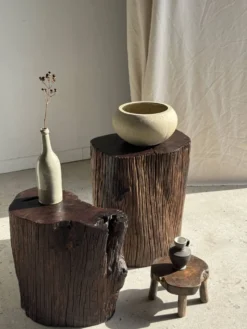 Bouteille vintage en grès beige moucheté H31