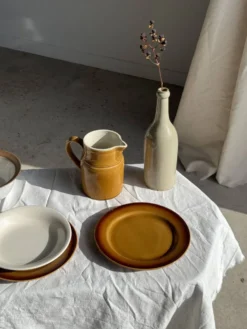 Bouteille vintage en grès beige moucheté H31
