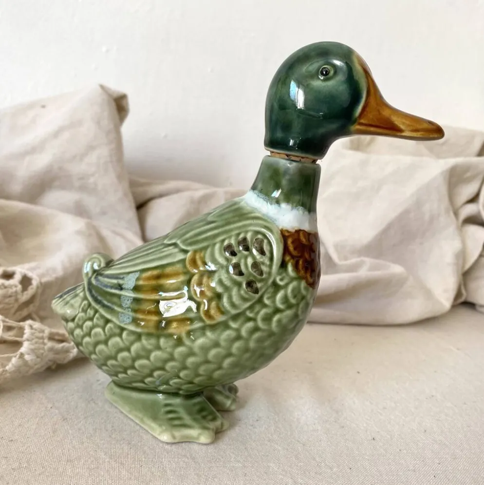Bouteille zoomorphe ,canard en céramique