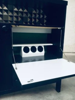 Brutalist Black Ebonized Dry Bar Cabinet, Belgium, 1970s