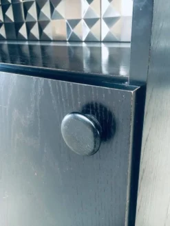 Brutalist Black Ebonized Dry Bar Cabinet, Belgium, 1970s