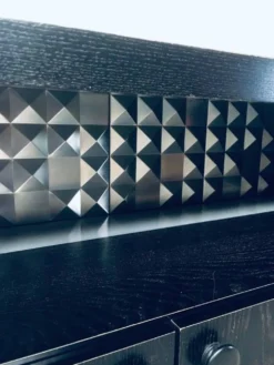 Brutalist Black Ebonized Dry Bar Cabinet, Belgium, 1970s