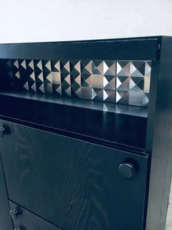 Brutalist Black Ebonized Dry Bar Cabinet, Belgium, 1970s