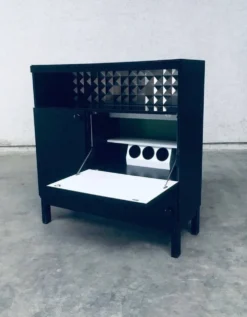 Brutalist Black Ebonized Dry Bar Cabinet, Belgium, 1970s