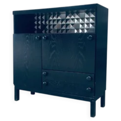 Brutalist Black Ebonized Dry Bar Cabinet, Belgium, 1970s