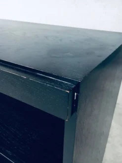 Brutalist Black Ebonized Dry Bar Cabinet, Belgium, 1970s