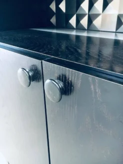Brutalist Black Ebonized Dry Bar Cabinet, Belgium, 1970s