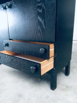 Brutalist Black Ebonized Dry Bar Cabinet, Belgium, 1970s