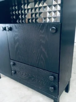 Brutalist Black Ebonized Dry Bar Cabinet, Belgium, 1970s