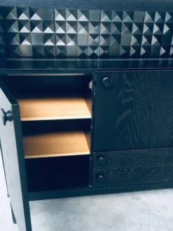 Brutalist Black Ebonized Dry Bar Cabinet, Belgium, 1970s