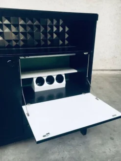Brutalist Black Ebonized Dry Bar Cabinet, Belgium, 1970s