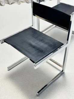 Brutalist chrome dining set by Sigma Furniture, Deinze, Belgium, 1960s.